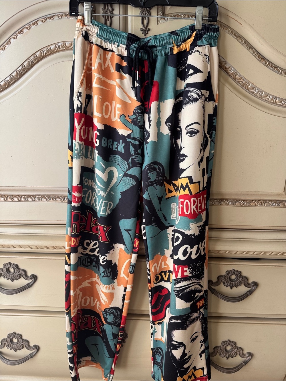 Source Unknown Multicolor Graphic Track Joggers